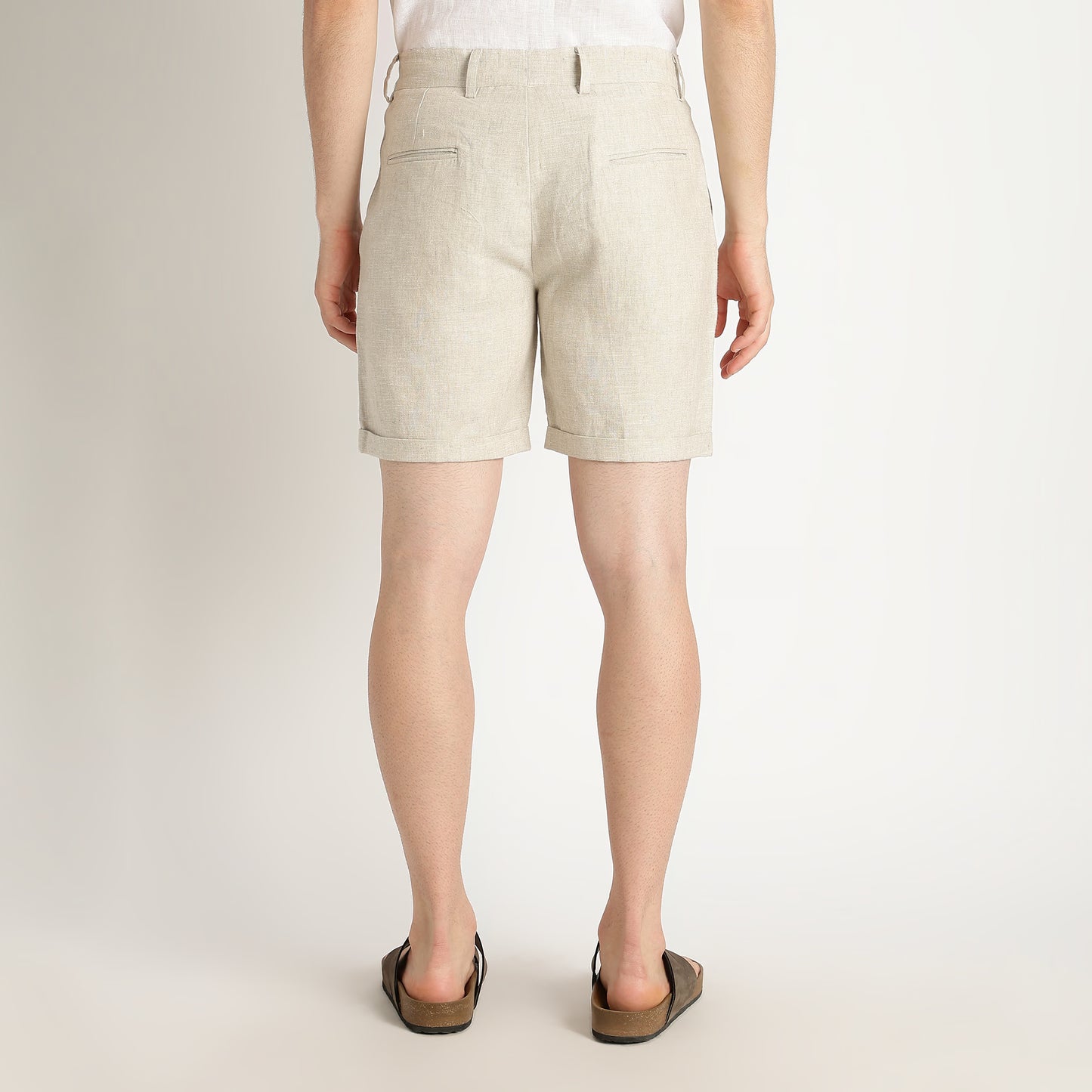 Bangkok – Premium Pleated Linen Shorts – Sand