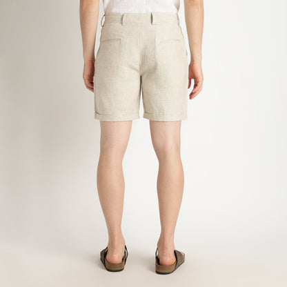 Bangkok – Premium Pleated Linen Shorts – Sand