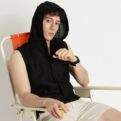 Aero – Premium Hooded Linen Leisure Vest – Noiré