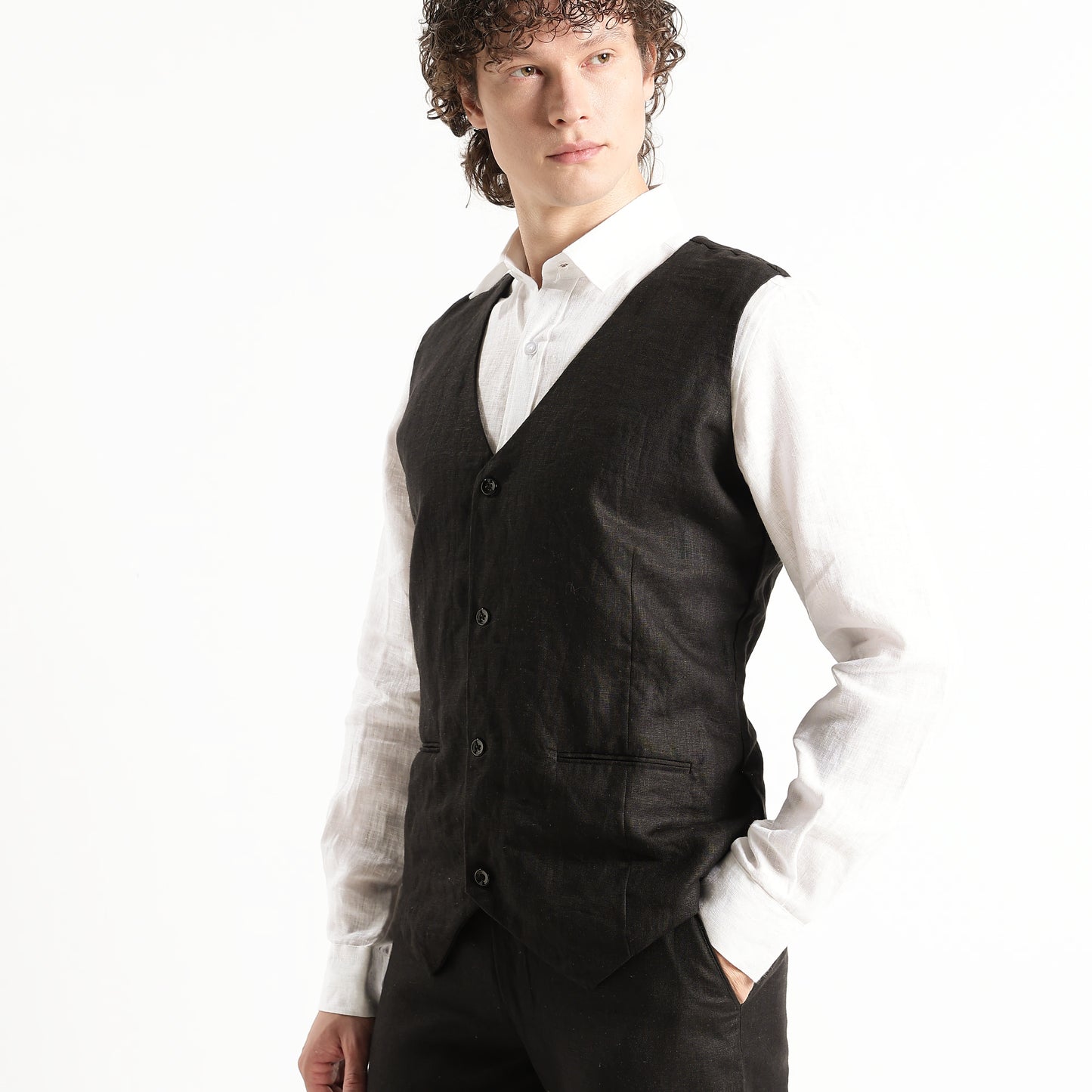 Vero – Premium 25 Lea Linen Waistcoat – Noiré