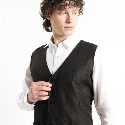 Vero – Premium 25 Lea Linen Waistcoat – Noiré