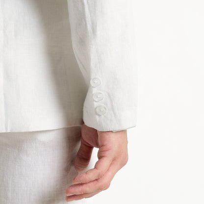 Senor – Luxury Tailored 25 Lea Pure Linen Blazer – Blanc