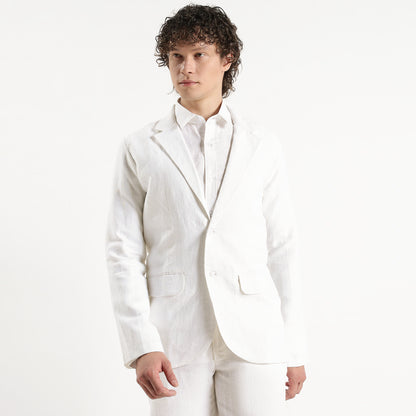 Senor – Luxury Tailored 25 Lea Pure Linen Blazer – Blanc