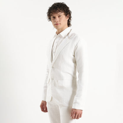 Senor – Luxury Tailored 25 Lea Pure Linen Blazer – Blanc