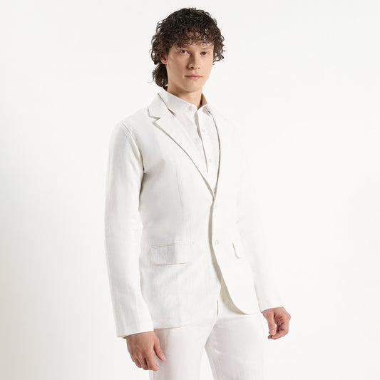 Senor – Luxury Tailored 25 Lea Pure Linen Blazer – Blanc