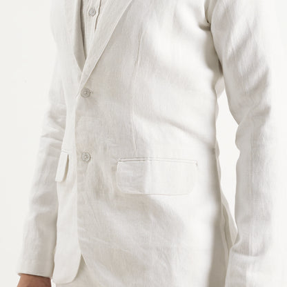 Senor – Luxury Tailored 25 Lea Pure Linen Blazer – Blanc