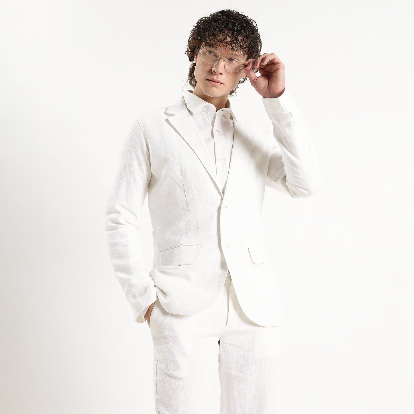 Senor – Luxury Tailored 25 Lea Pure Linen Blazer – Blanc