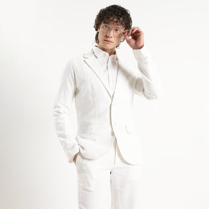 Senor – Luxury Tailored 25 Lea Pure Linen Blazer – Blanc