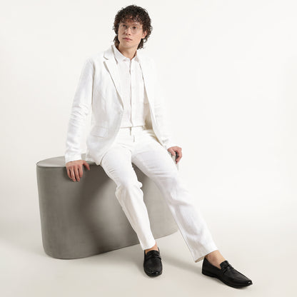 Senor – Luxury Tailored 25 Lea Pure Linen Blazer – Blanc