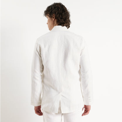 Valen – Luxury Double-Breasted 25 Lea Pure Linen Blazer – Blanc