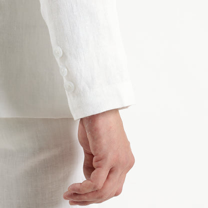 Valen – Luxury Double-Breasted 25 Lea Pure Linen Blazer – Blanc