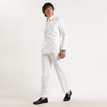 Valen – Luxury Double-Breasted 25 Lea Pure Linen Blazer – Blanc