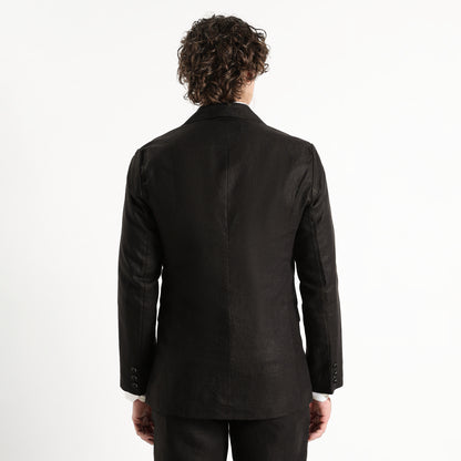 Nero – Premium 25 Lea Linen Tuxedo Blazer – Noiré