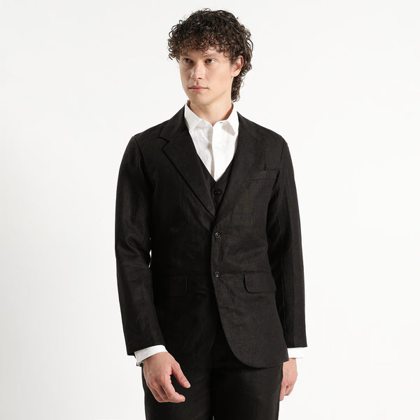 Nero – Premium 25 Lea Linen Tuxedo Blazer – Noiré