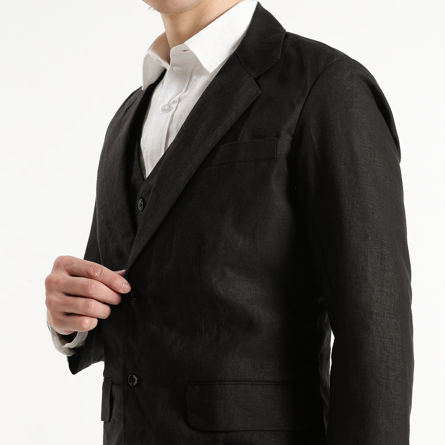 Nero – Premium 25 Lea Linen Tuxedo Blazer – Noiré