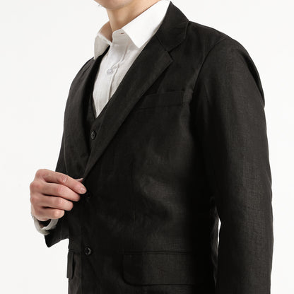 Nero – Premium 25 Lea Linen Tuxedo Blazer – Noiré