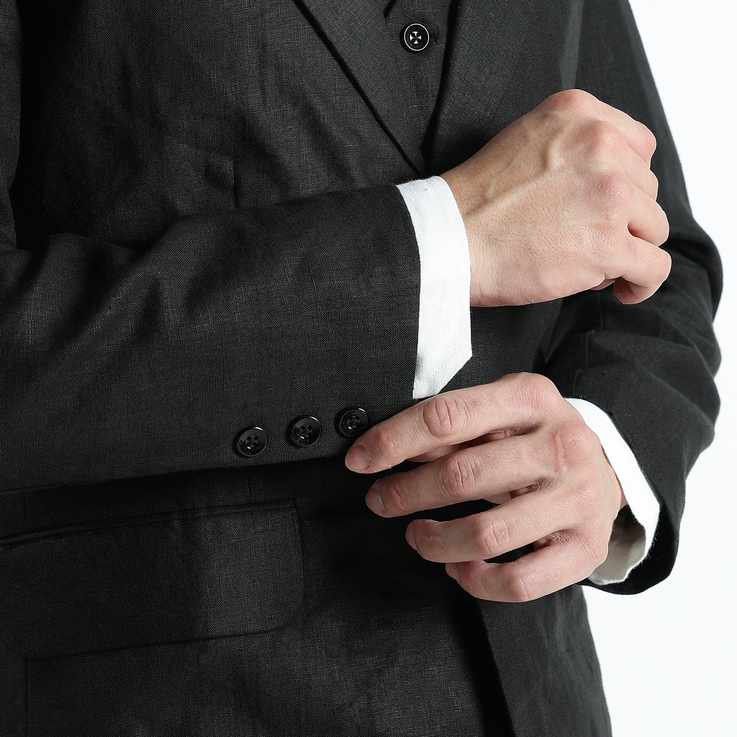 Nero – Premium 25 Lea Linen Tuxedo Blazer – Noiré