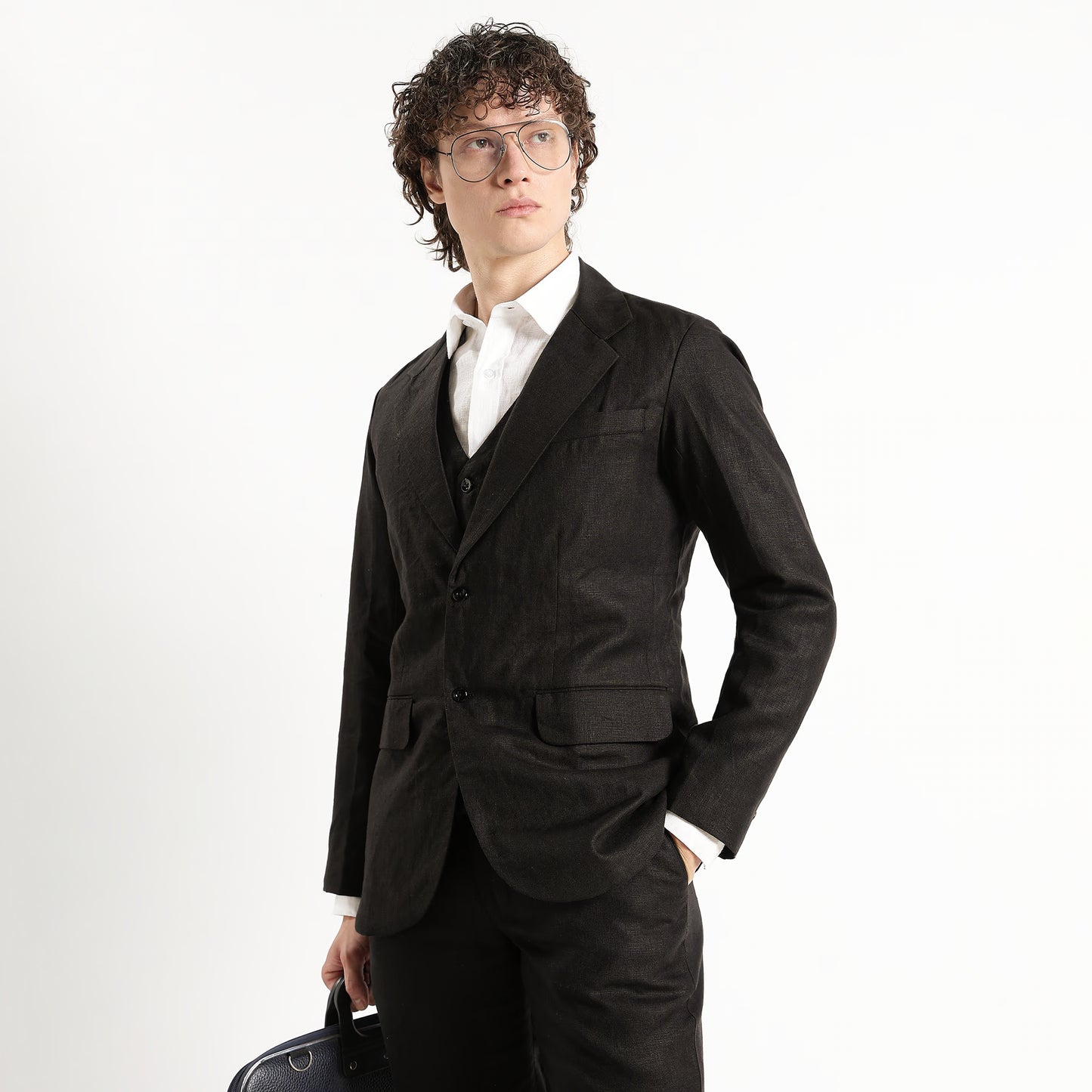 Nero – Premium 25 Lea Linen Tuxedo Blazer – Noiré