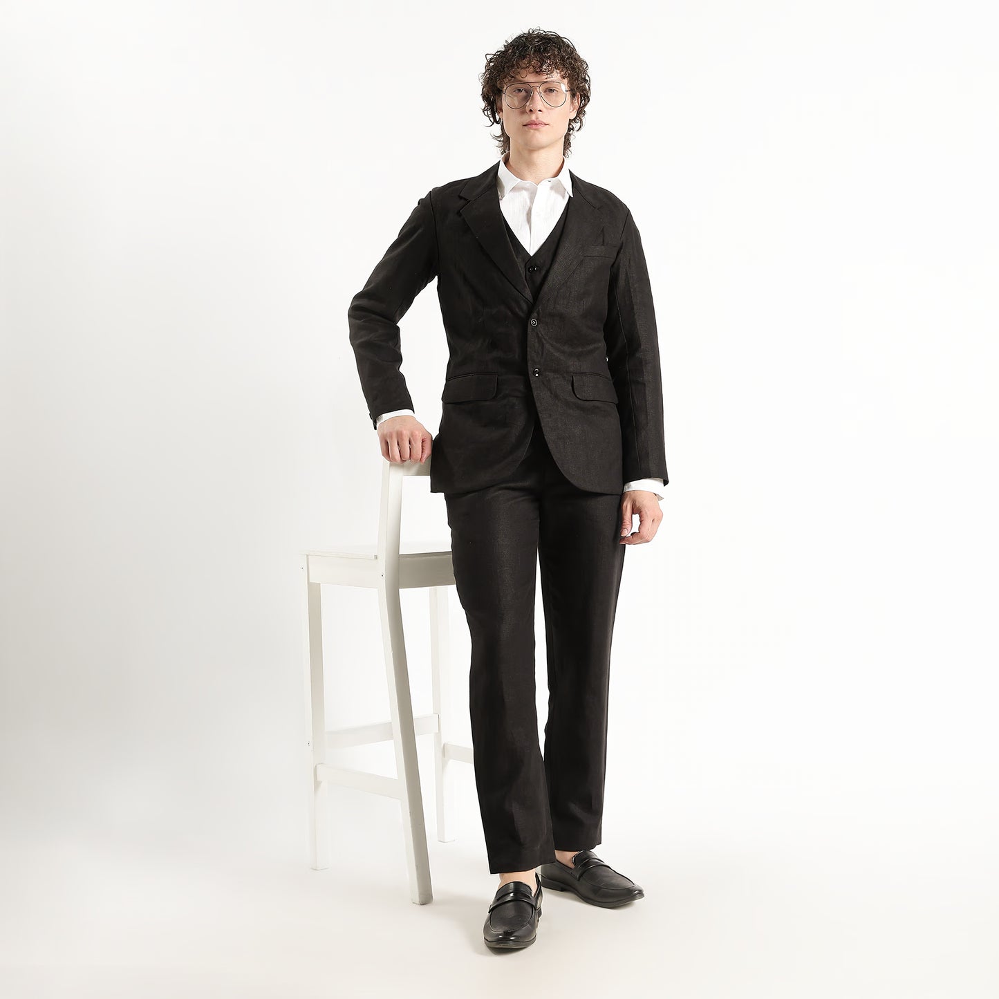 Nero – Premium 25 Lea Linen Tuxedo Blazer – Noiré