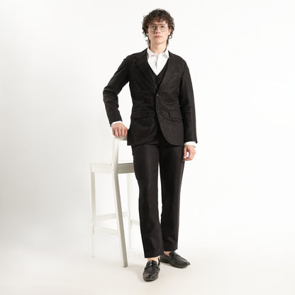 Nero – Premium 25 Lea Linen Tuxedo Blazer – Noiré
