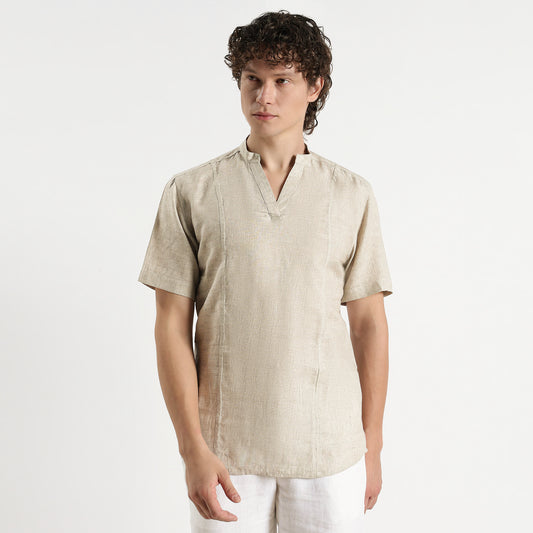 Tovi – Premium Linen V-Neck T-Shirt – Sand