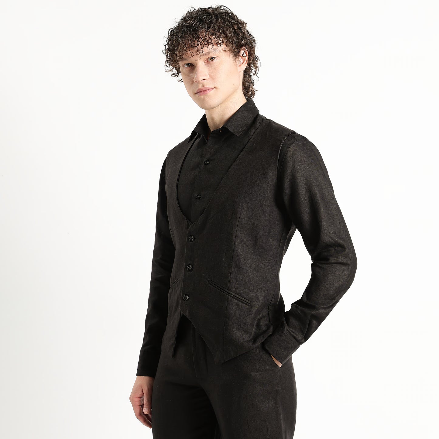 Rico – Luxury Tailored 25 Lea Pure Linen Waistcoat – Noiré