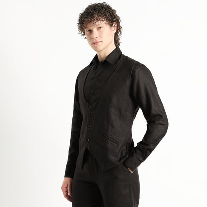 Rico – Luxury Tailored 25 Lea Pure Linen Waistcoat – Noiré
