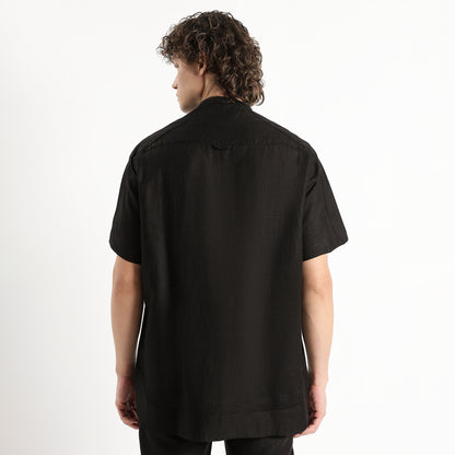 SAN – Premium Sculpted Stand Collar Linen Shirt – Noiré