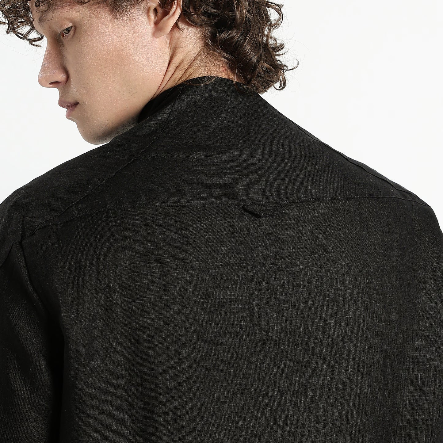 SAN – Premium Sculpted Stand Collar Linen Shirt – Noiré