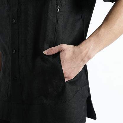 SAN – Premium Sculpted Stand Collar Linen Shirt – Noiré