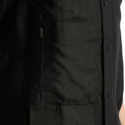 SAN – Premium Sculpted Stand Collar Linen Shirt – Noiré