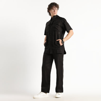 SAN – Premium Sculpted Stand Collar Linen Shirt – Noiré