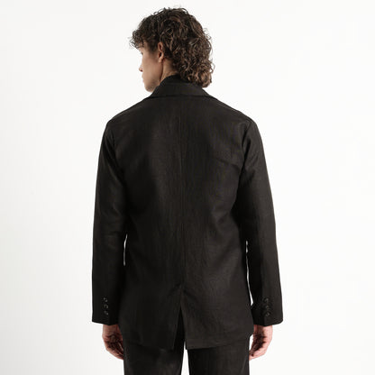 Valen – Luxury Double-Breasted 25 Lea Pure Linen Blazer – Noiré