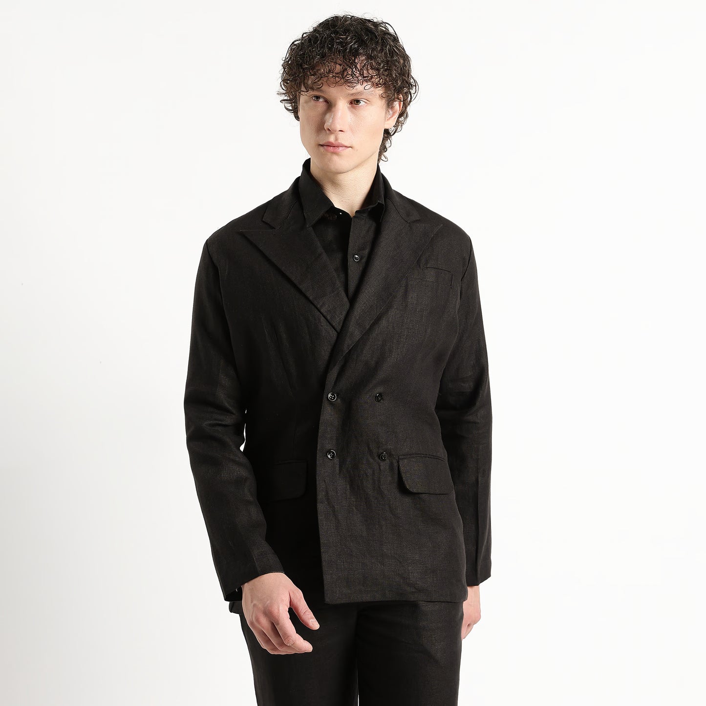 Valen – Luxury Double-Breasted 25 Lea Pure Linen Blazer – Noiré