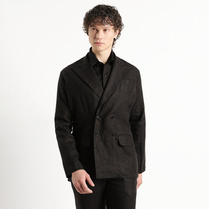 Valen – Luxury Double-Breasted 25 Lea Pure Linen Blazer – Noiré