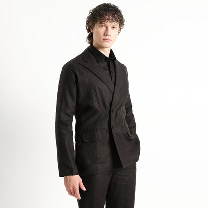 Valen – Luxury Double-Breasted 25 Lea Pure Linen Blazer – Noiré
