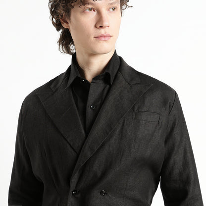 Valen – Luxury Double-Breasted 25 Lea Pure Linen Blazer – Noiré