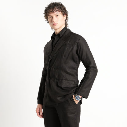 Valen – Luxury Double-Breasted 25 Lea Pure Linen Blazer – Noiré