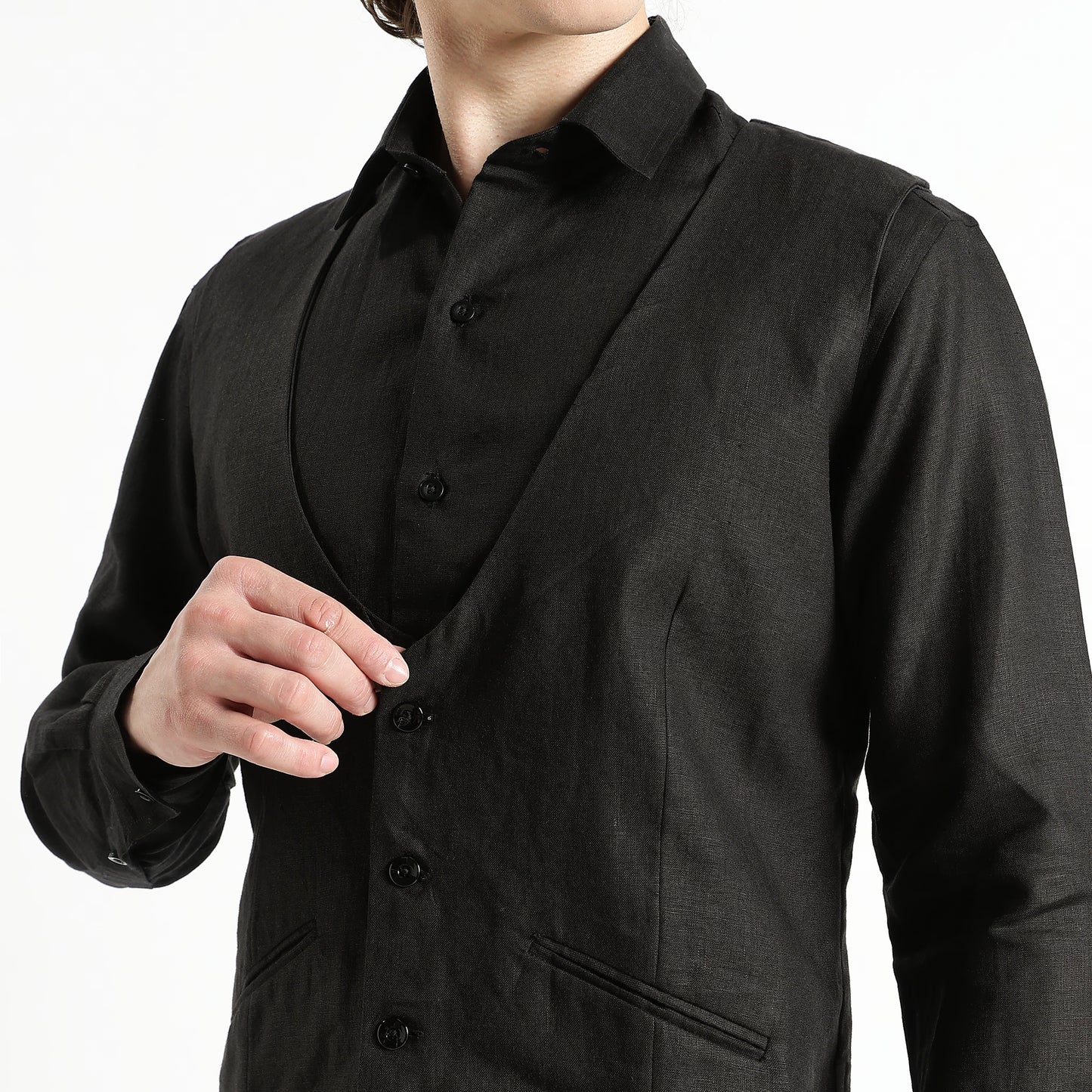 Rico – Luxury Tailored 25 Lea Pure Linen Waistcoat – Noiré
