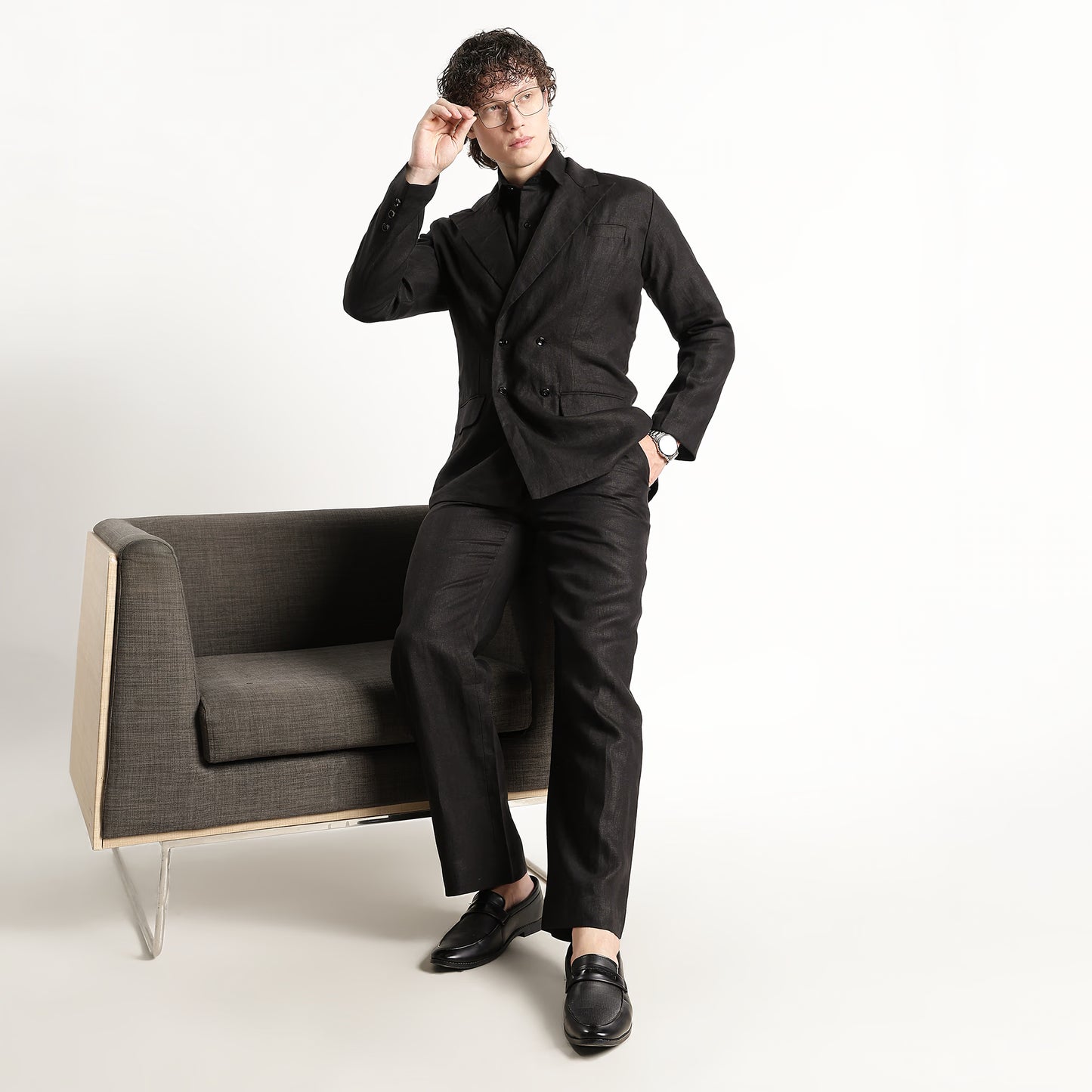 Valen – Luxury Double-Breasted 25 Lea Pure Linen Blazer – Noiré