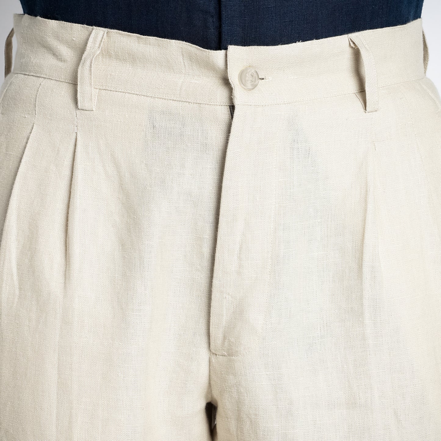 Busan – Luxury Pleated Straight Fit Pure Linen Trousers – Tuscany