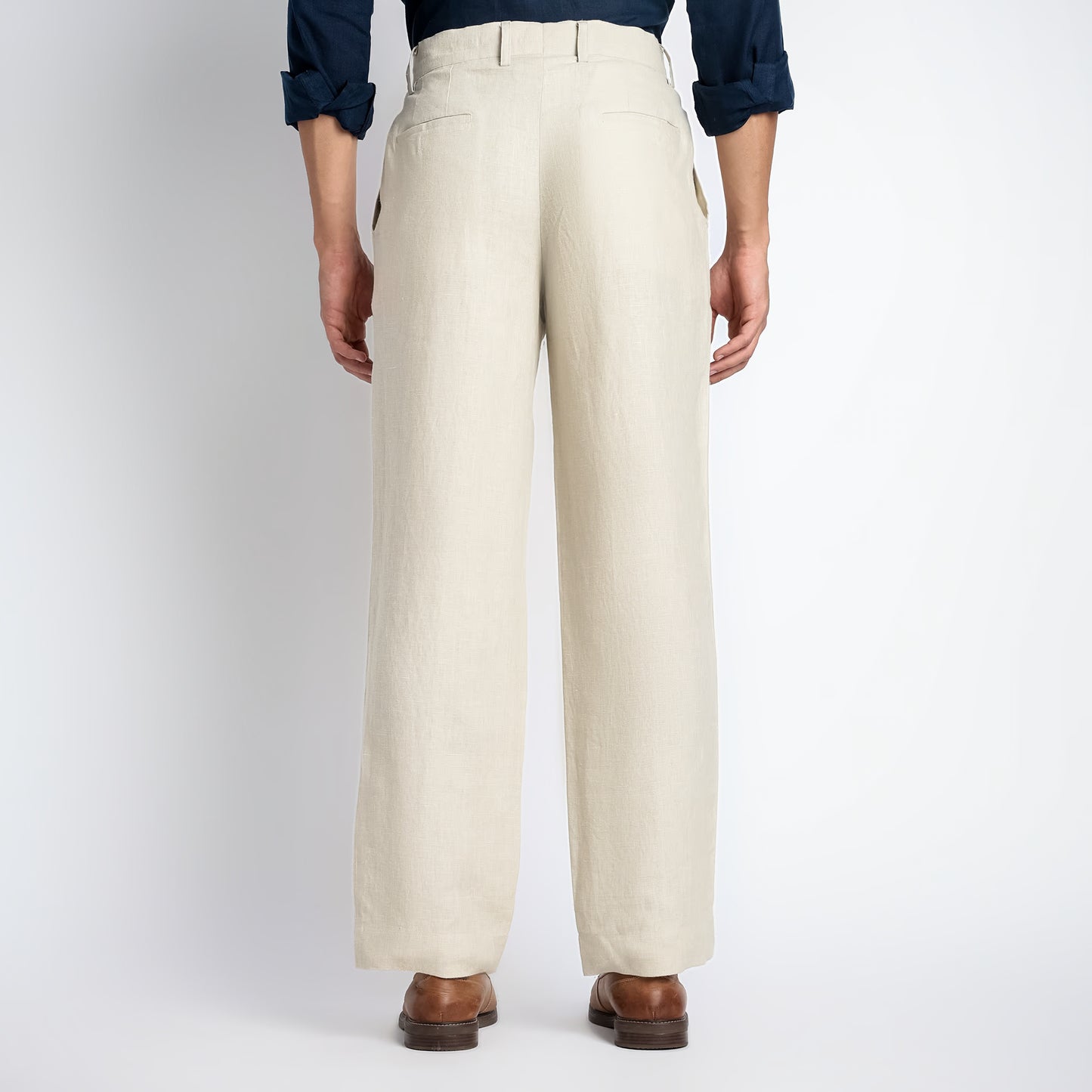 Busan – Luxury Pleated Straight Fit Pure Linen Trousers – Tuscany