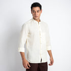 Odin - Korean Luxury Men's Band Collar Stylized Shirt - Butter