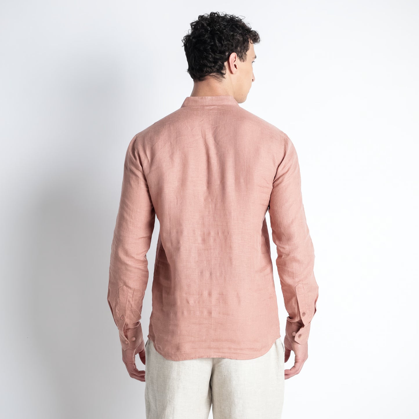 Cowboy – Premium Lace-Up Henley Linen Shirt – Clay
