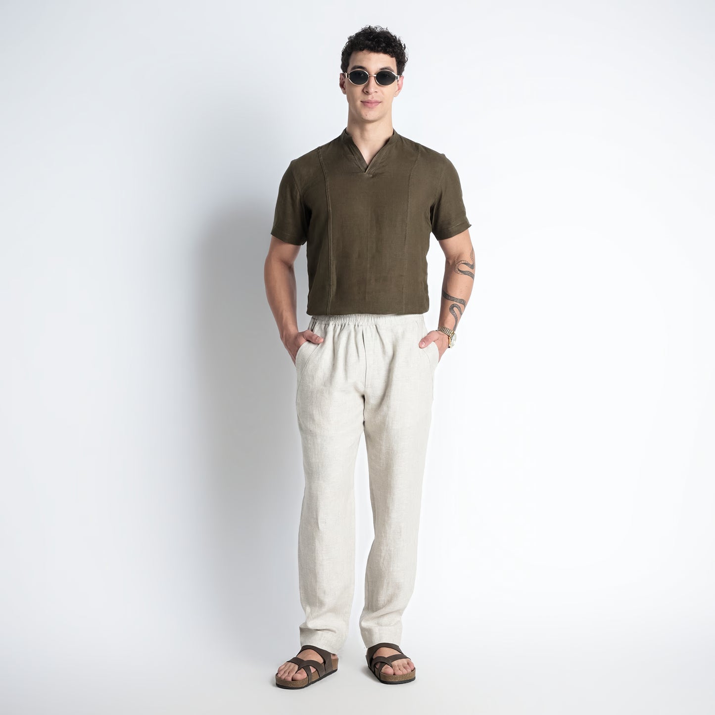 Solano – Premium Relaxed Linen Trousers – Sand