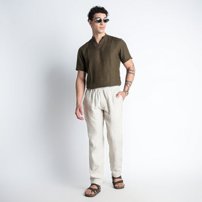 Solano – Premium Relaxed Linen Trousers – Sand