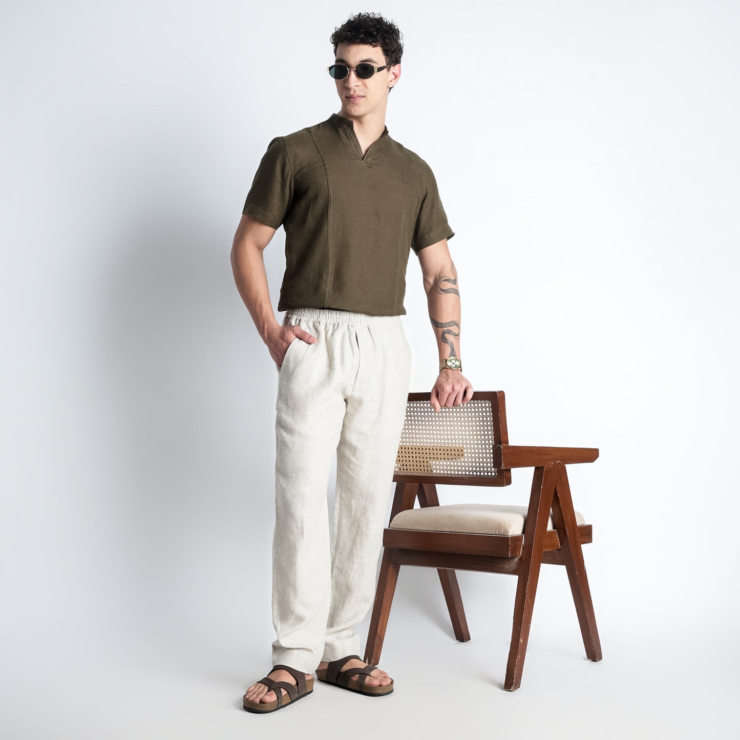 Solano – Premium Relaxed Linen Trousers – Sand