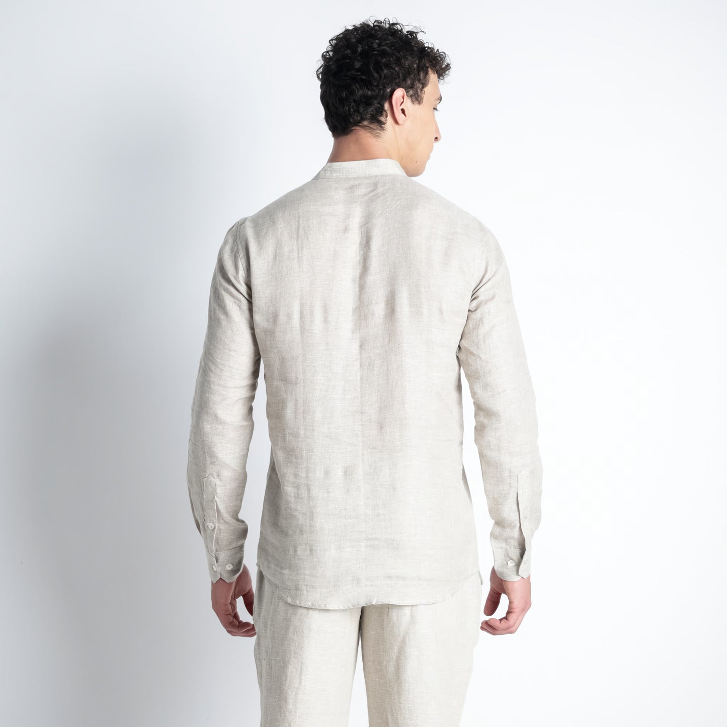 Cowboy – Premium Lace-Up Henley Linen Shirt – Sand