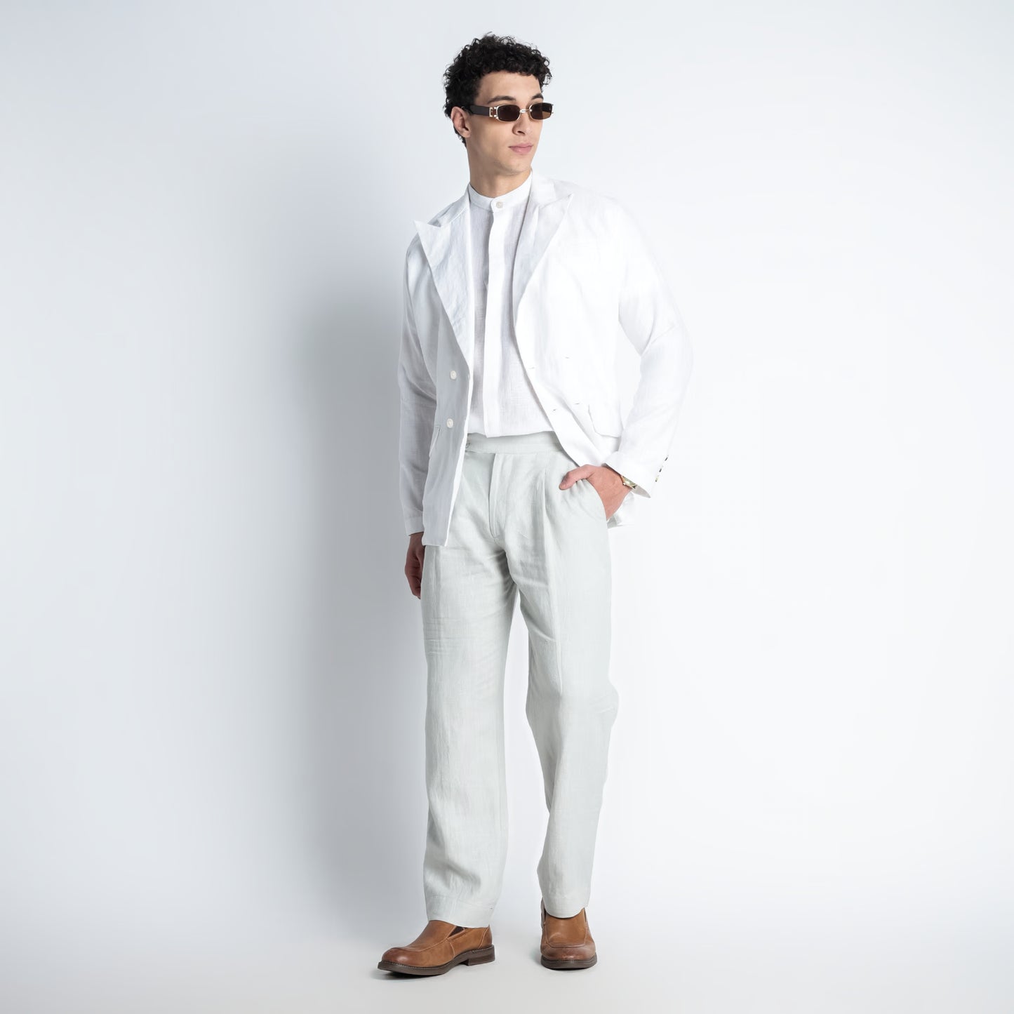 Regent – Tailored Gurkha Linen Trousers – Celesta