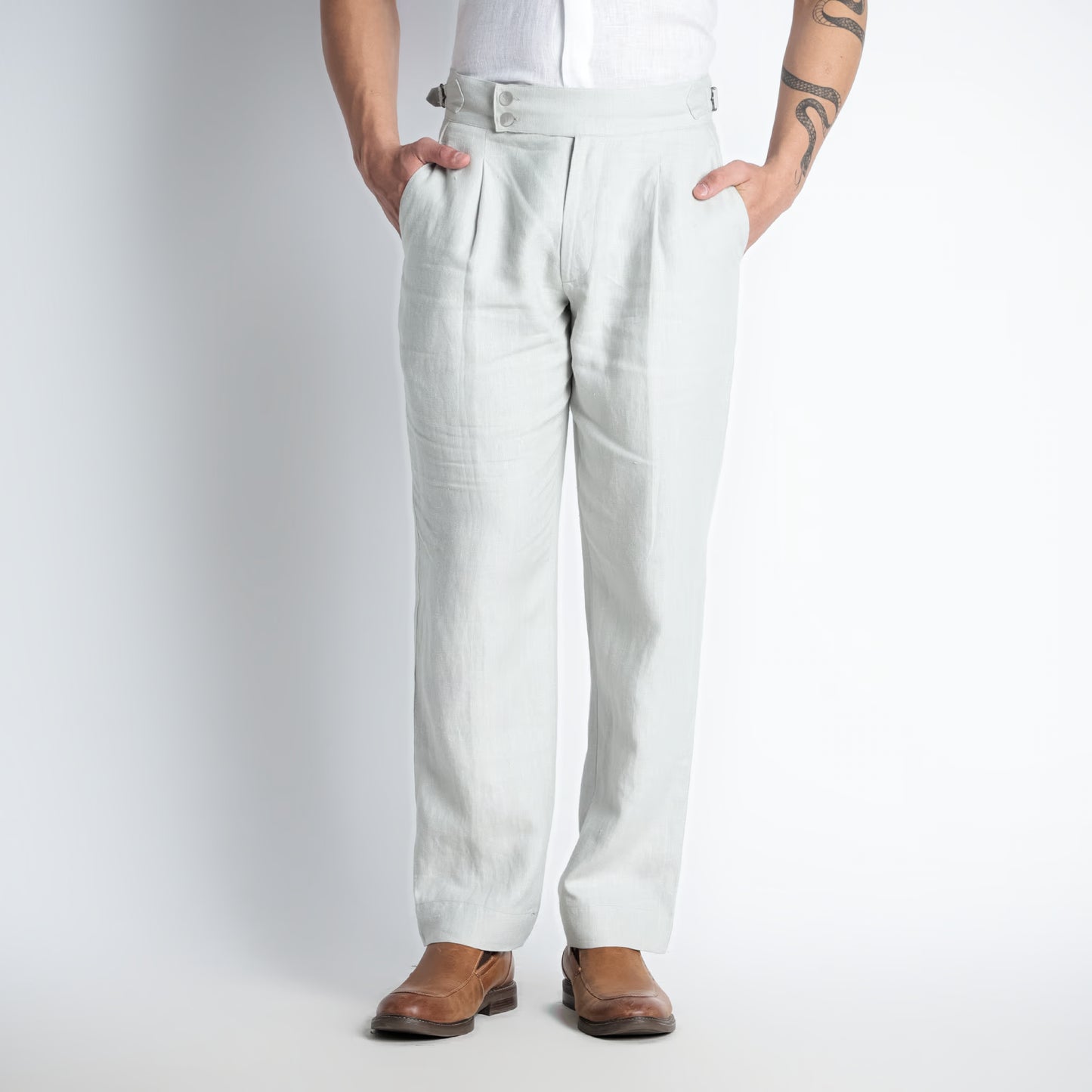 Regent – Tailored Gurkha Linen Trousers – Celesta
